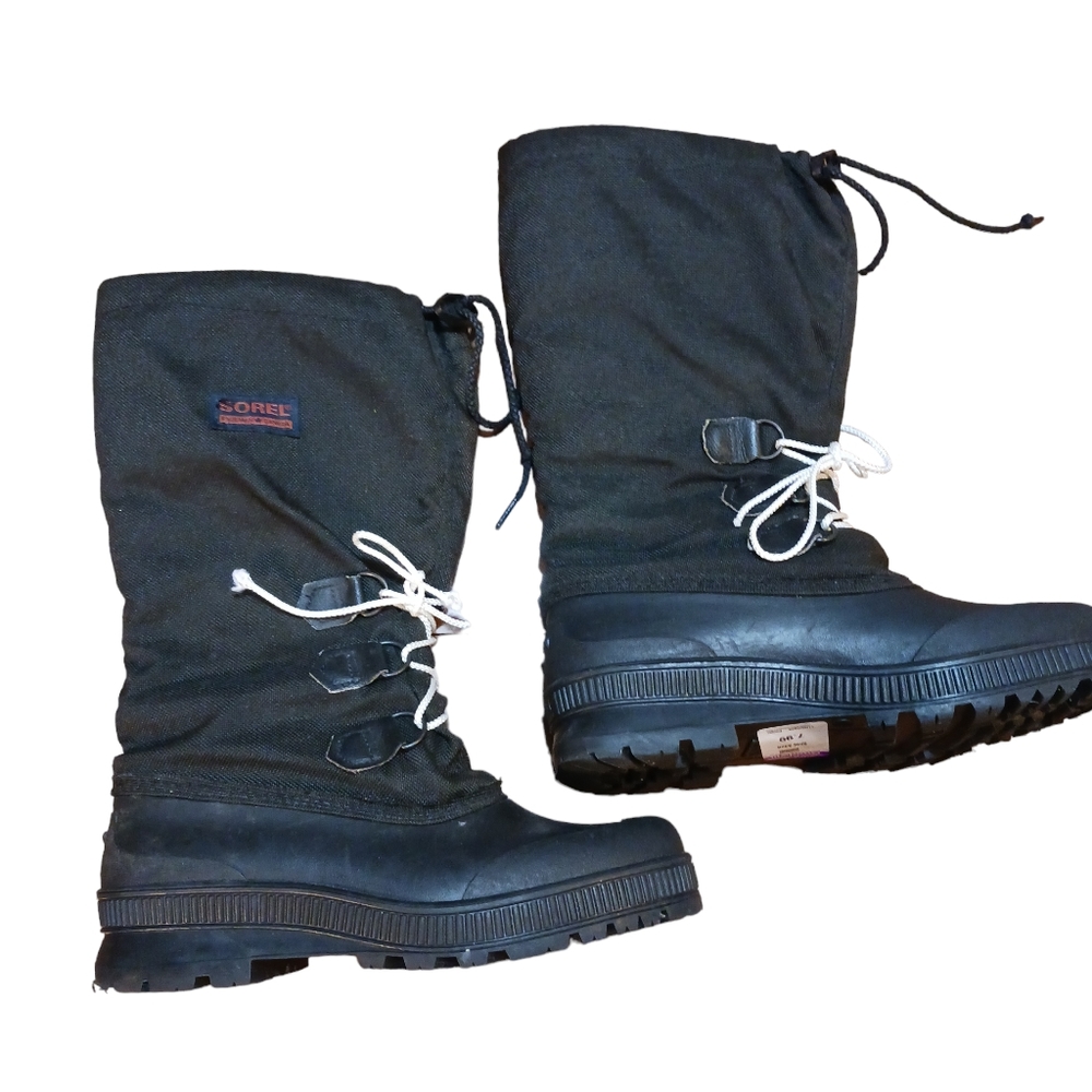 Sorel Boots Black Kaufman Canada Lined womans Size 8 Laceup READ